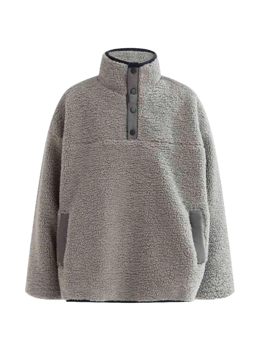 Moustache sherpa button pullover - Grigio