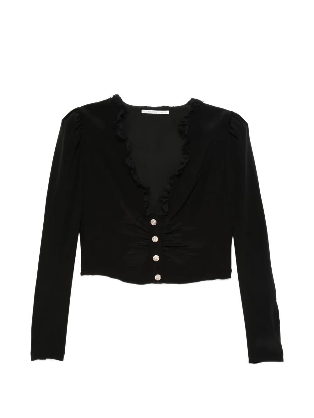 Alessandra Rich lace-trim buttoned blouse - Nero