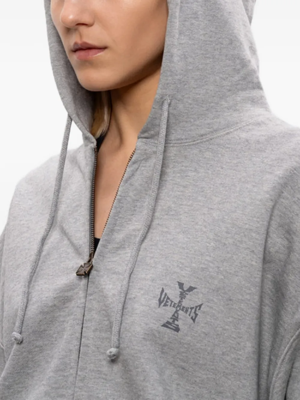 Biker Cross sleeves zip-up cotton Hoodie
