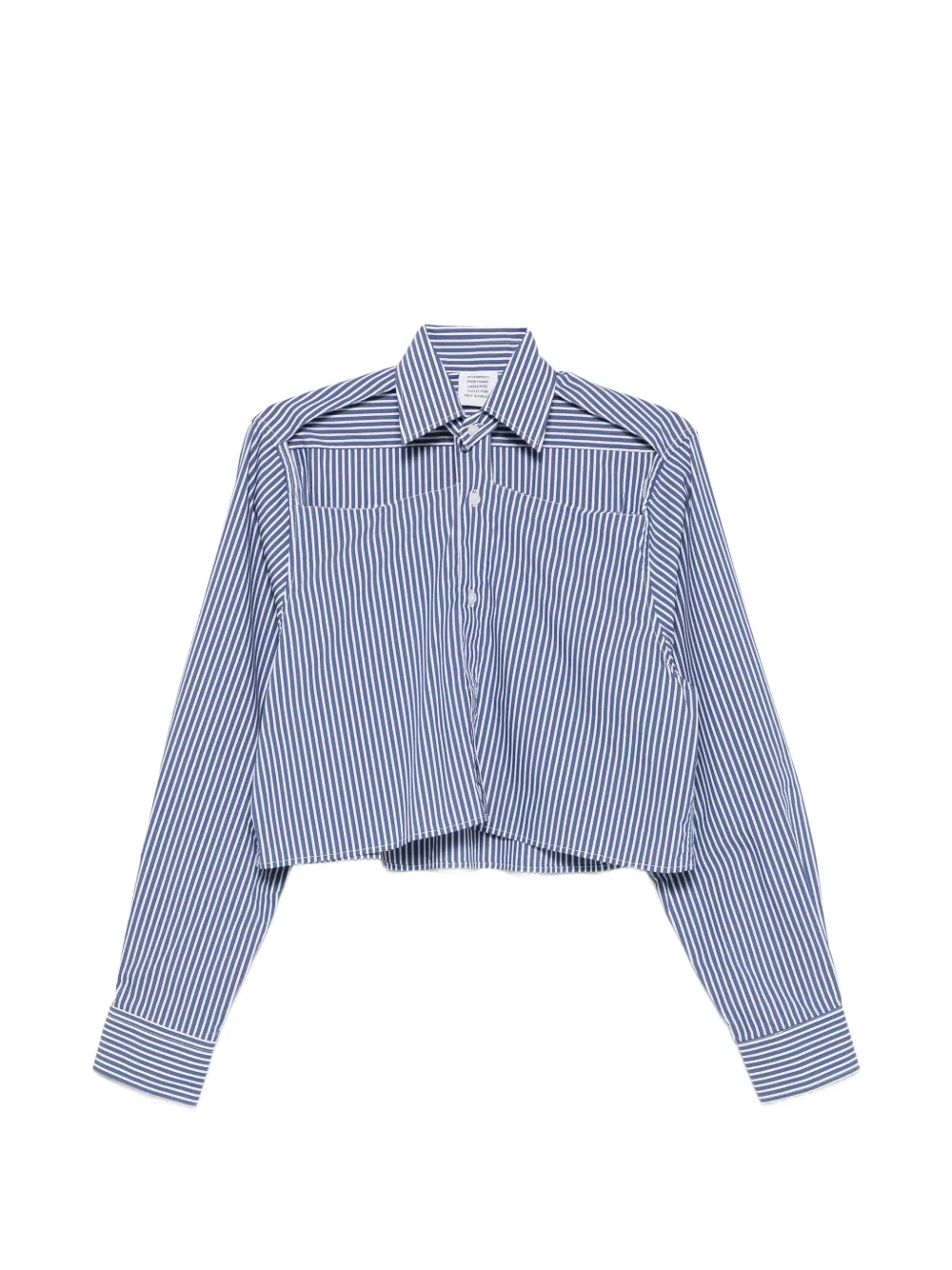 Vetements Striped Cropped Shirt In Blue