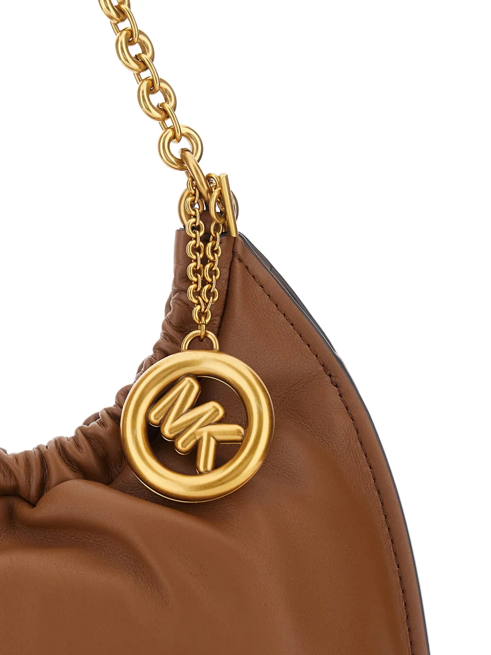 Michael Kors Medium Indie schoudertas met ketting en logo Bruin