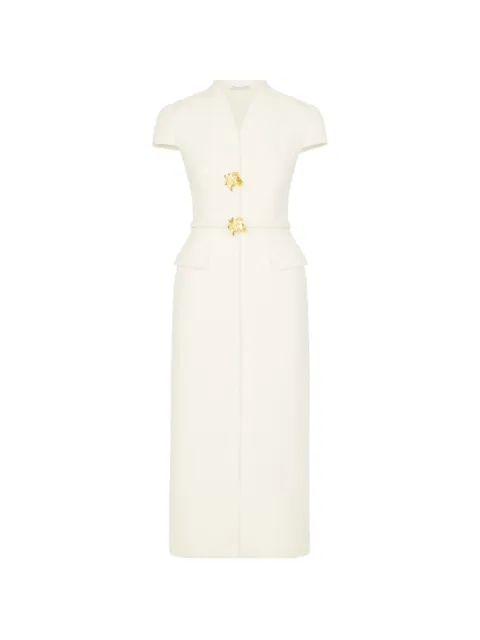 Oscar de la Renta vestido midi con detalle de ciclamen