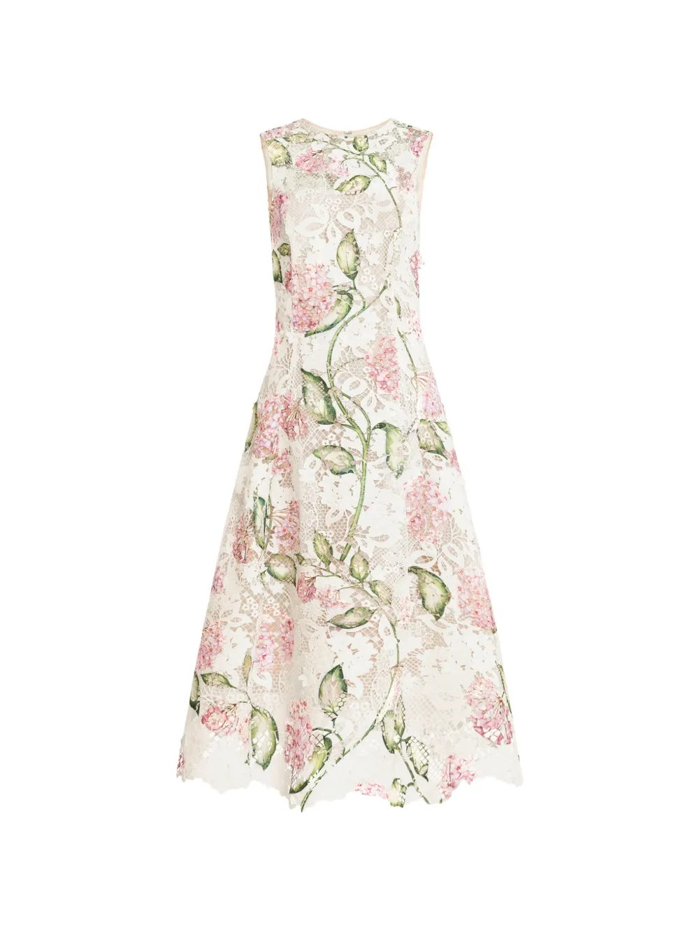 Oscar de la Renta Porcelain Flower guipure sleveless dress - Weiß