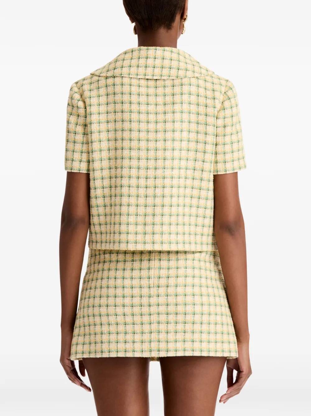 Oscar de la Renta Geruit verfraaid tweed jack Beige