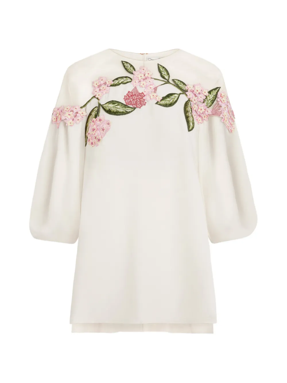 Oscar de la Renta Porcelain Flower embroidered illusion blouse - Toni neutri
