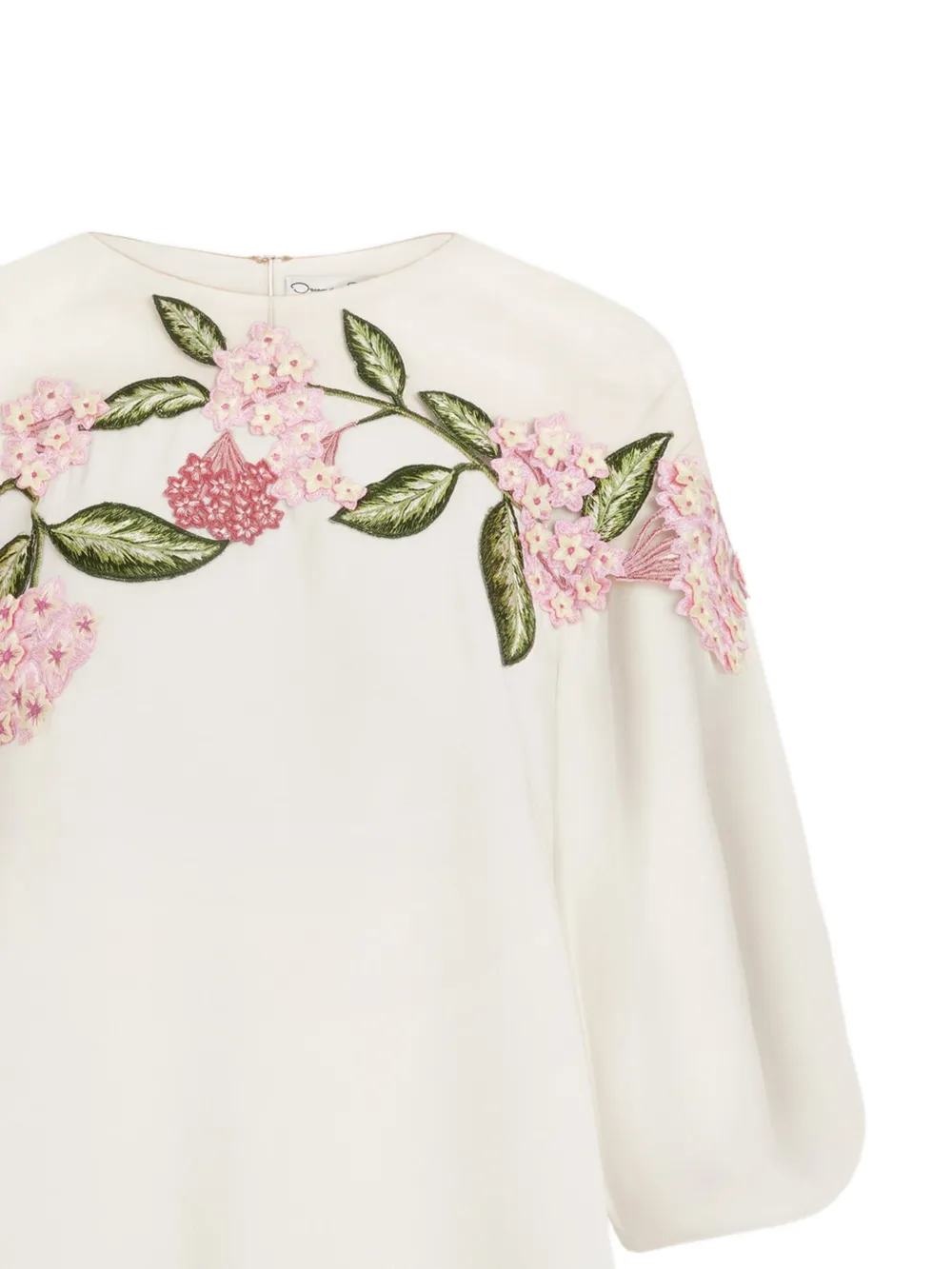 Oscar de la Renta Blouse met geborduurde bloem Beige
