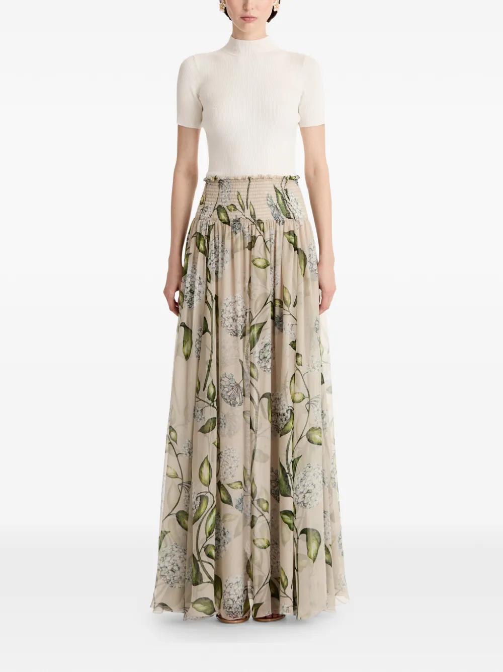 Floral Chiffon Maxi A-Line Skirt
