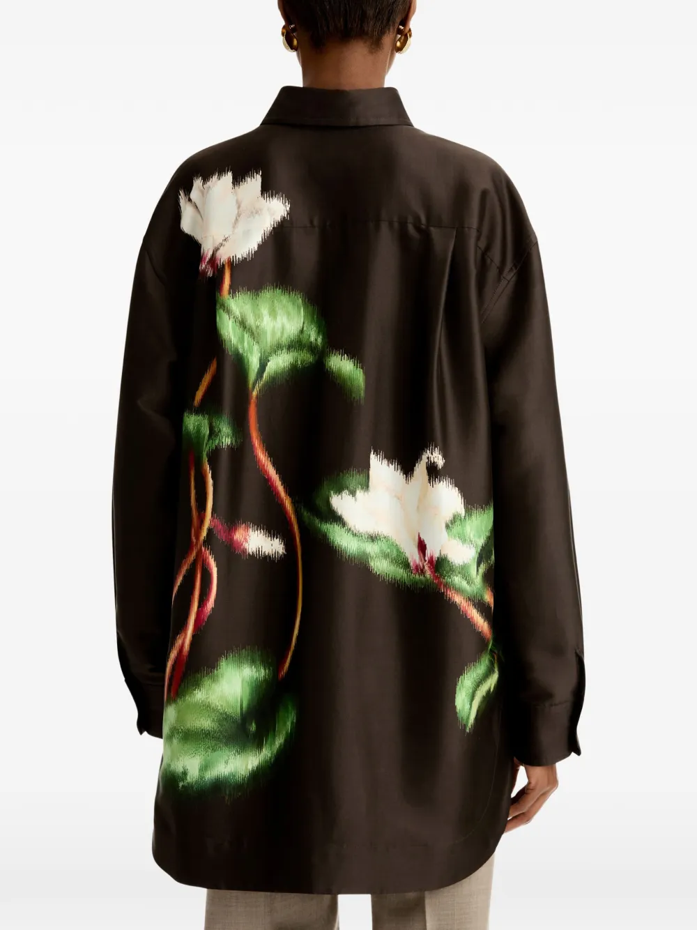 Oscar de la Renta Shirt met bloemenprint Bruin