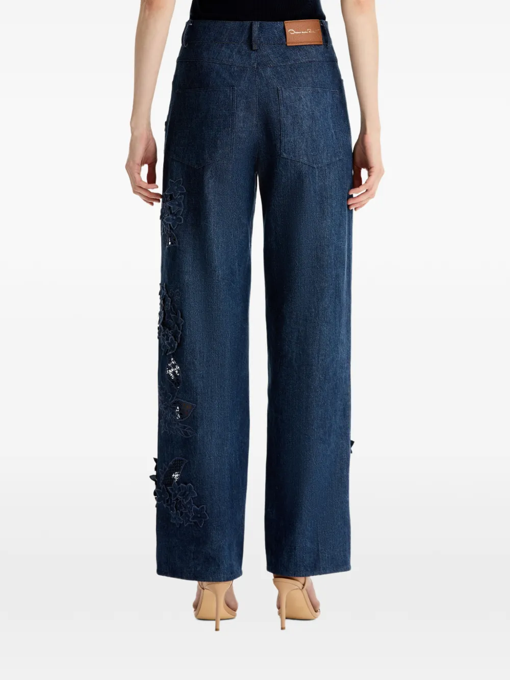 Oscar de la Renta Denim jeans met bloemdetail Blauw