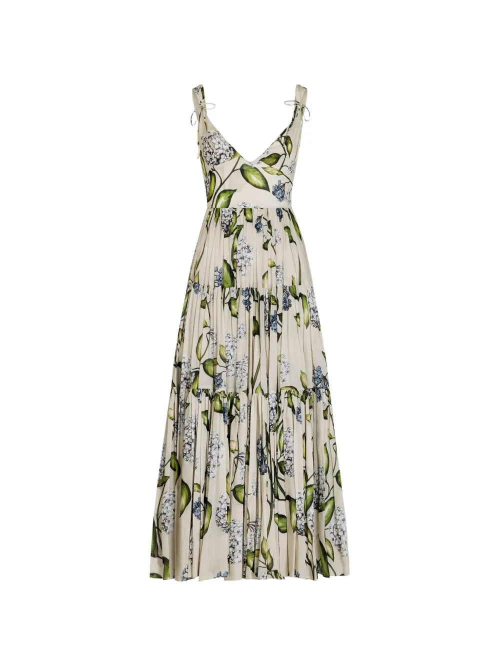 Oscar de la Renta floral-print V-neck midi dress - Toni neutri