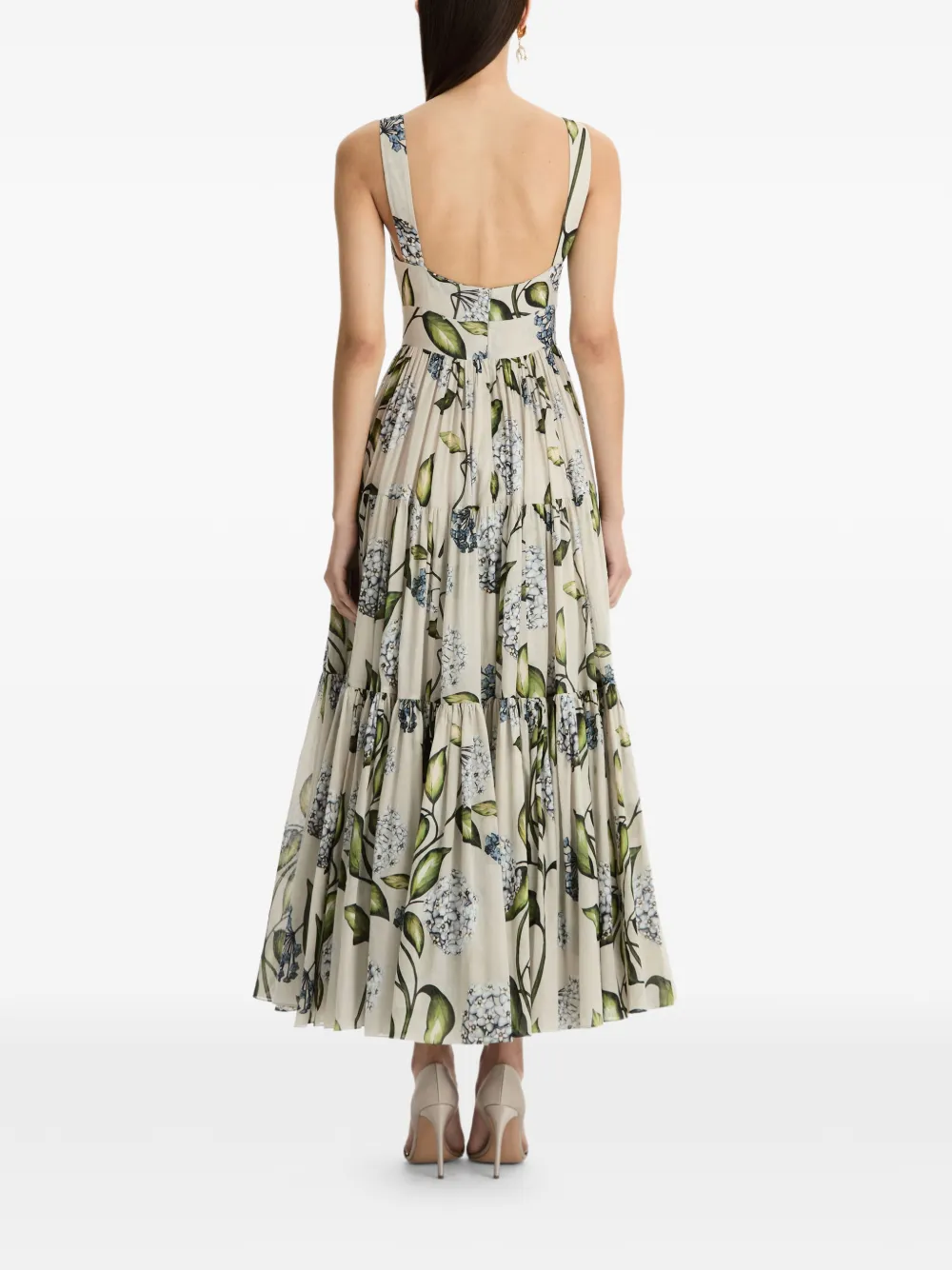 Floral-Print V-Neck Midi Dress