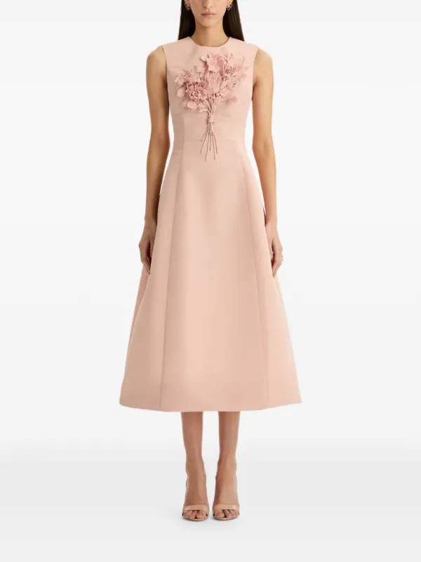 Oscar de La Renta Bouquet-embroidered Sleeveless Midi Dress - Pink Oscar de La Renta Bouquet-embroidered Sleeveless Midi Dress - Pink