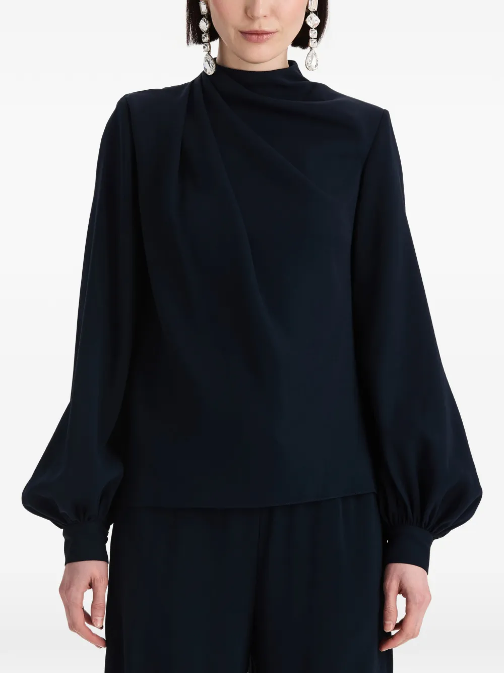 Oscar de la Renta Gedrapeerde georgette blouse Blauw