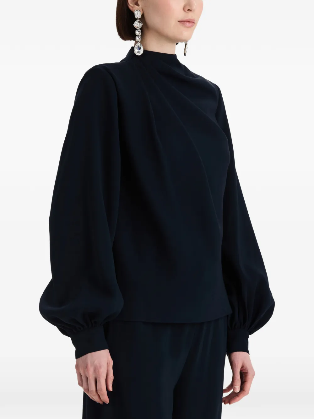 Oscar de la Renta Gedrapeerde georgette blouse Blauw
