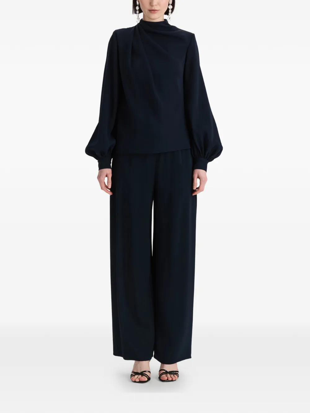 Oscar de la Renta Gedrapeerde georgette blouse Blauw