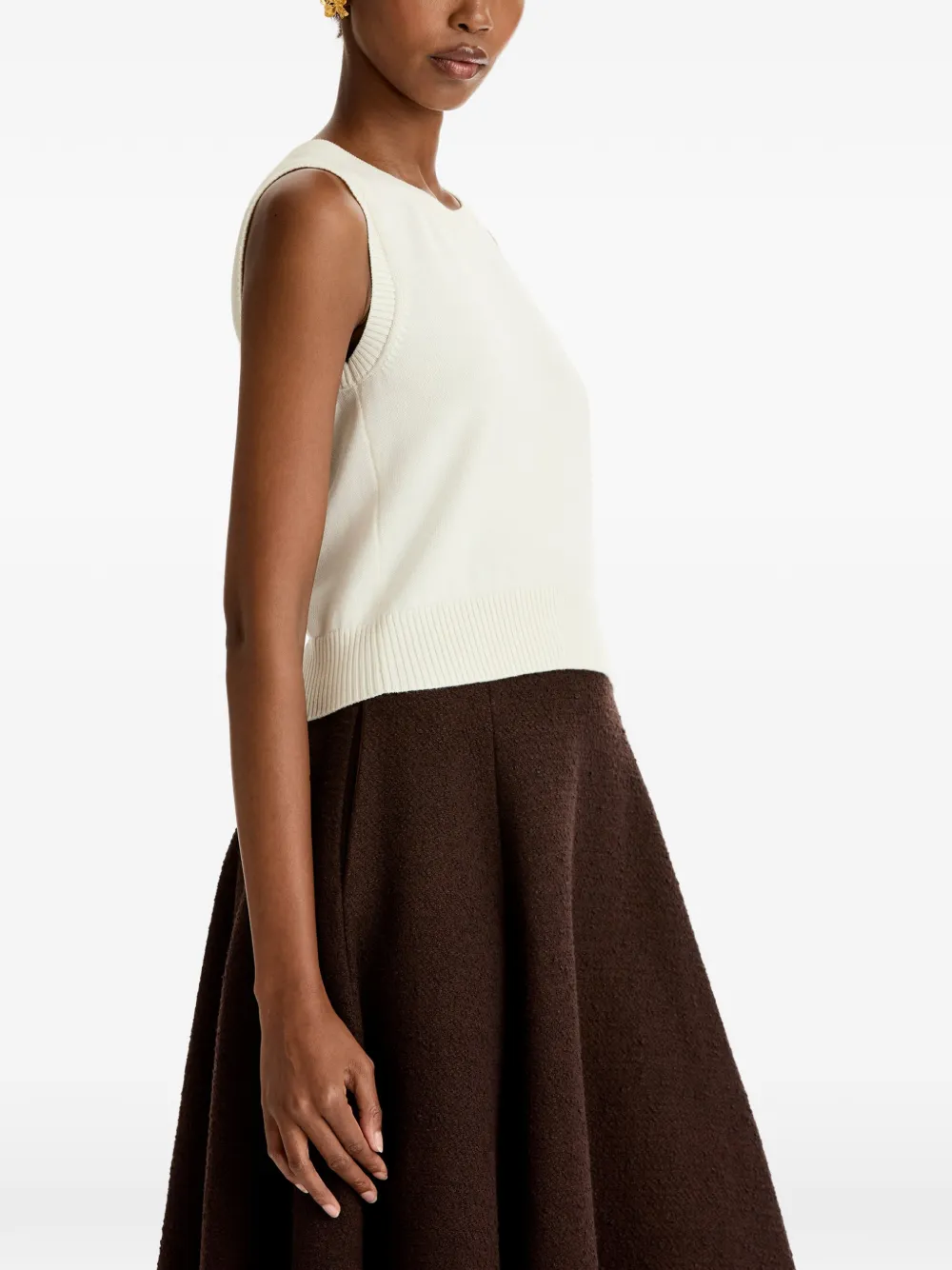 Ribbed-Trims Vest