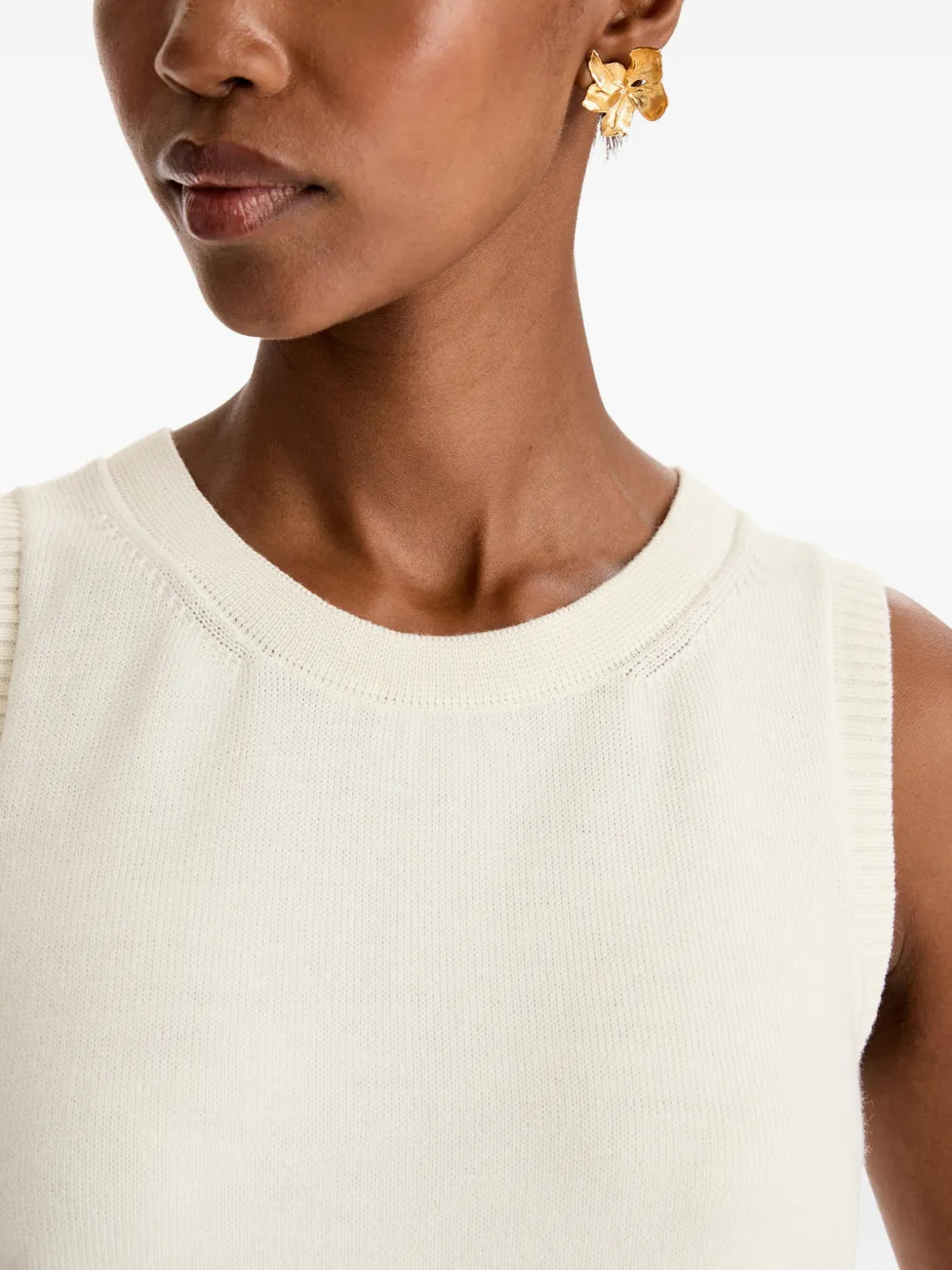 Ribbed-Trims Vest
