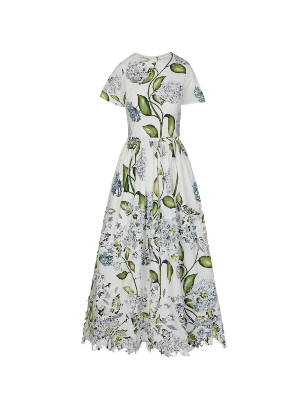oscar de la renta embroidered flower dress Oscar de la Renta Dahlia Floral-appliqu Mini Dress