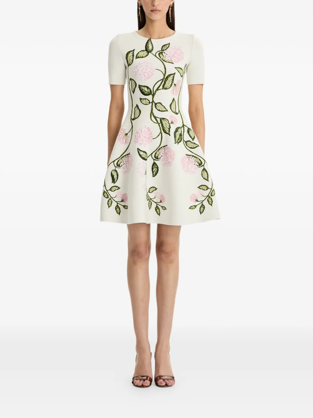 Oscar De La Renta Porcelain Flower Jacquard Maxi Dress | Neutrals