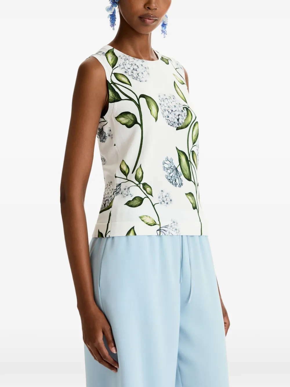 Oscar de la Renta Tanktop met bloemenprint Wit