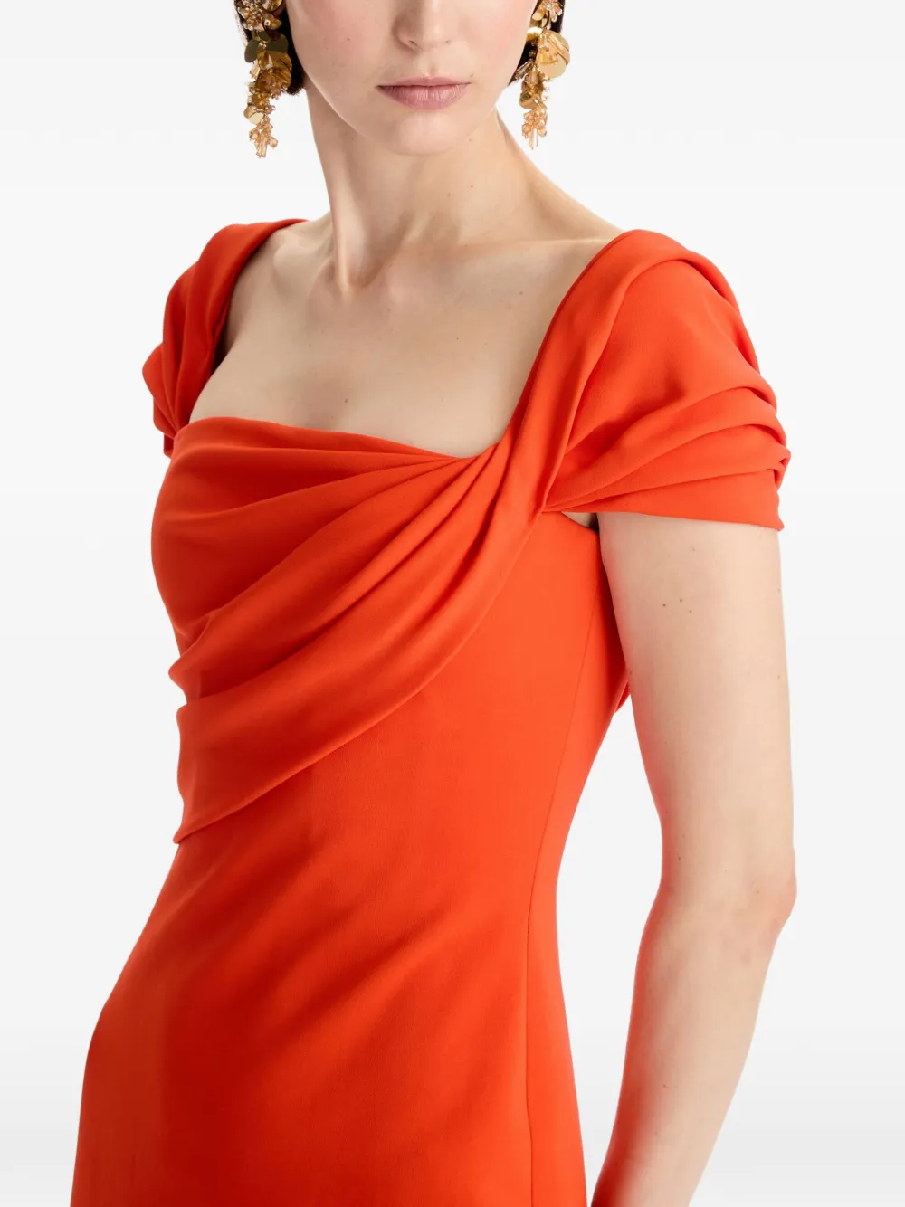 Oscar de la Renta Gedrapeerde avondjurk Oranje