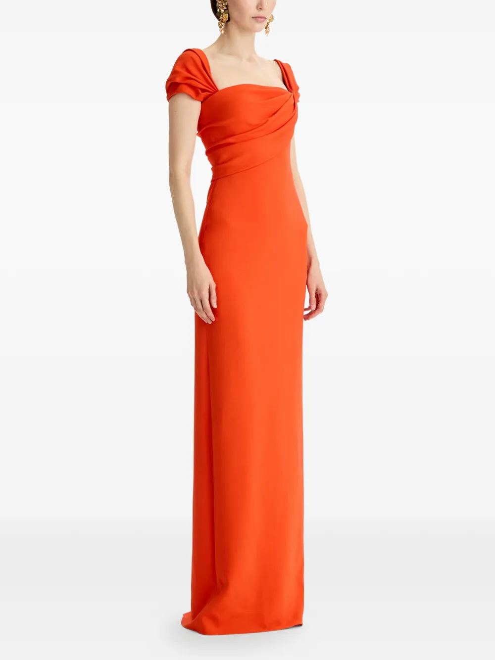 Oscar de la Renta Gedrapeerde avondjurk Oranje