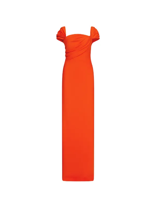 orange oscar de la renta dress Oscar De La Renta Draped Detailed Cady Gown | Orange