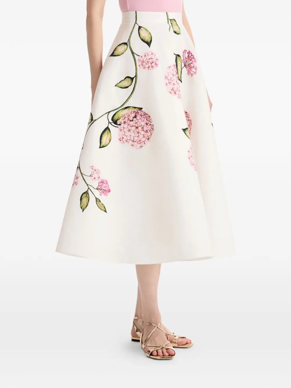 Oscar de la Renta Midi-rok met bloemenprint Wit