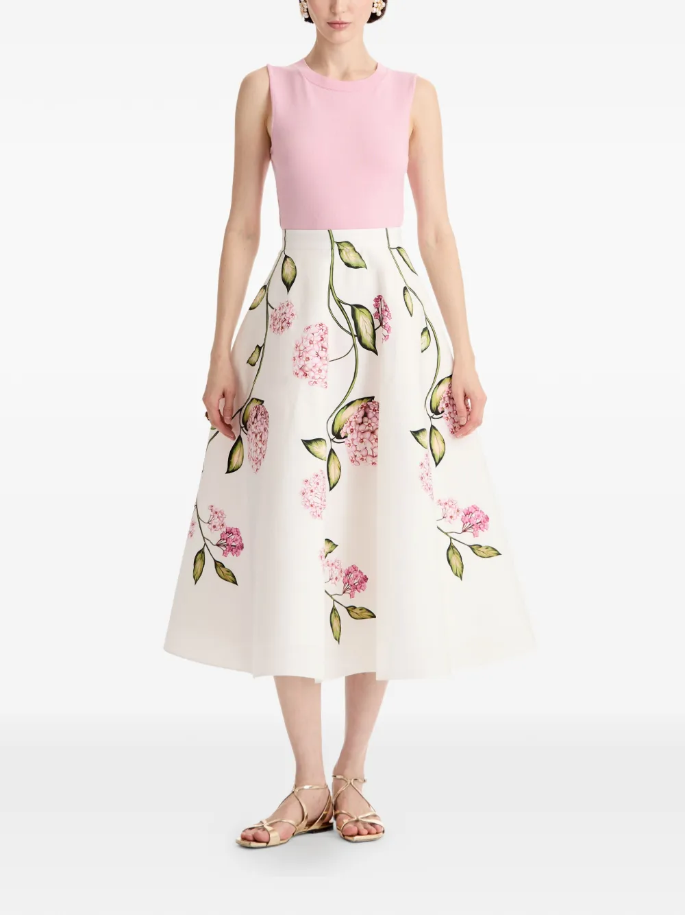 Oscar de la Renta Midi-rok met bloemenprint Wit