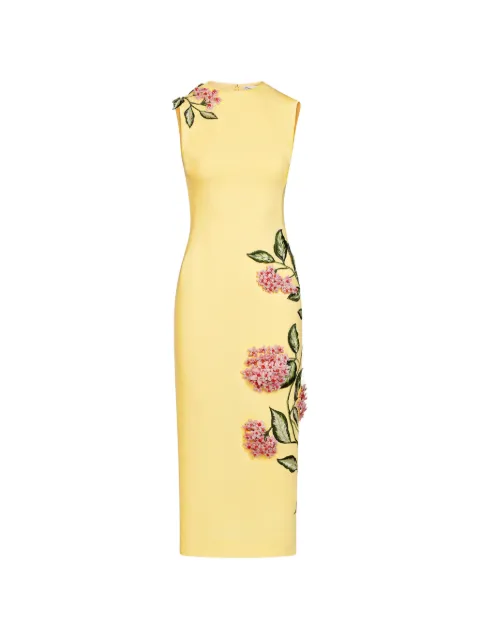 Oscar de la Renta flower-embroidered sleeveless midi dress