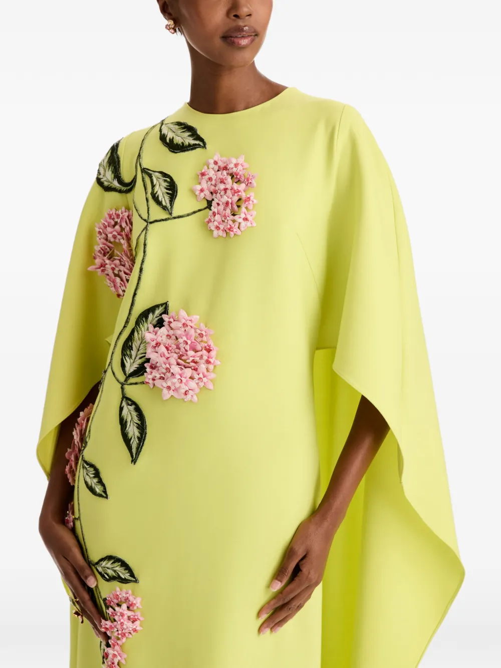 Porcelain Flower-Embroidered Maxi Dress