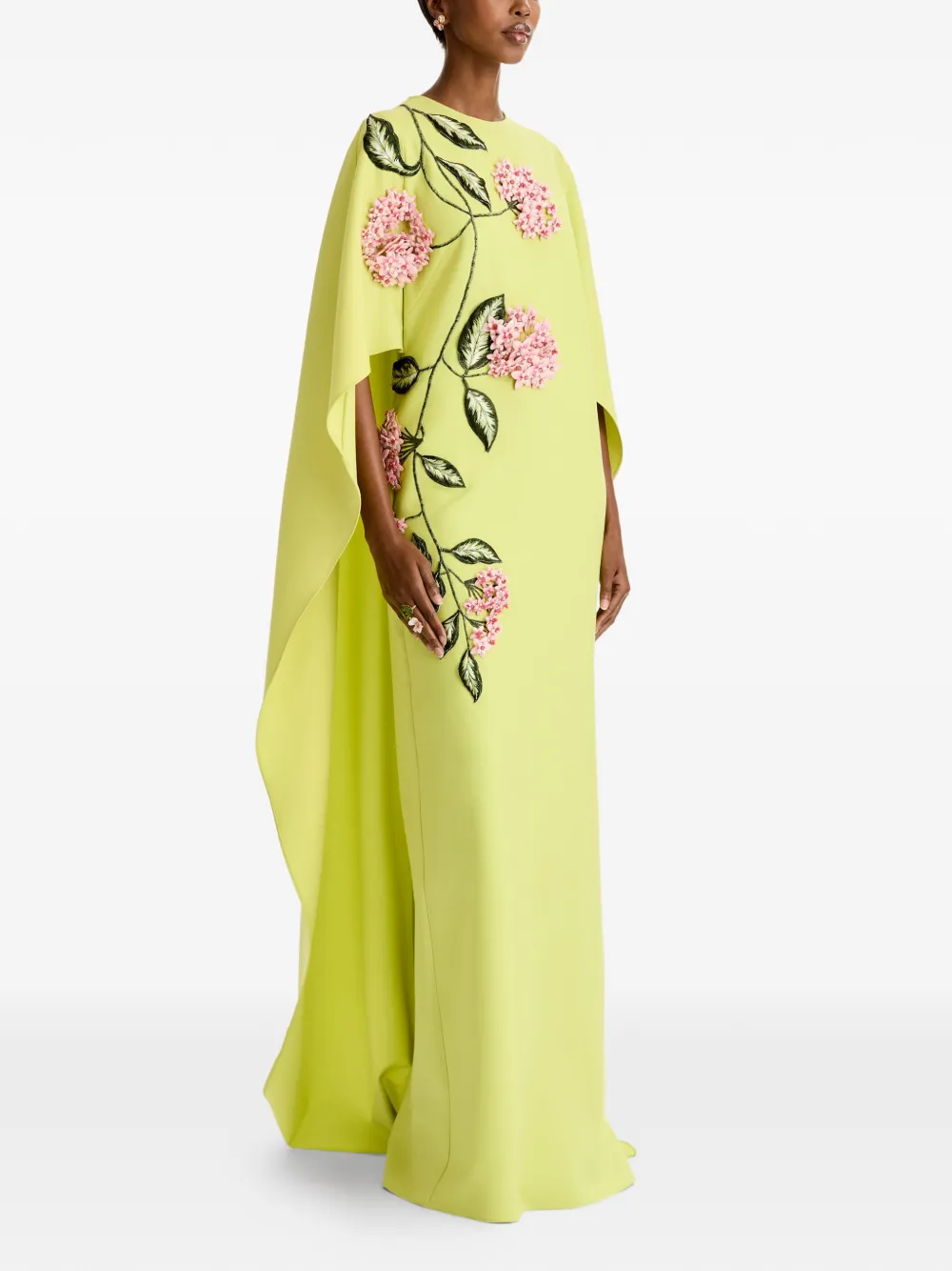 Porcelain Flower-Embroidered Maxi Dress