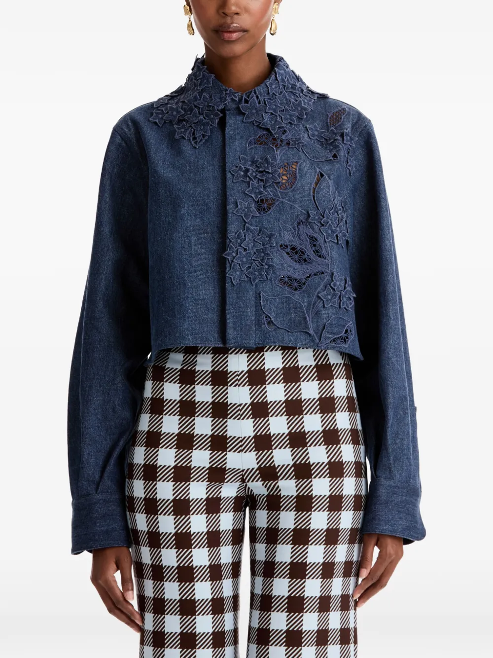 Oscar de la Renta Jack met geborduurde bloemen Blauw