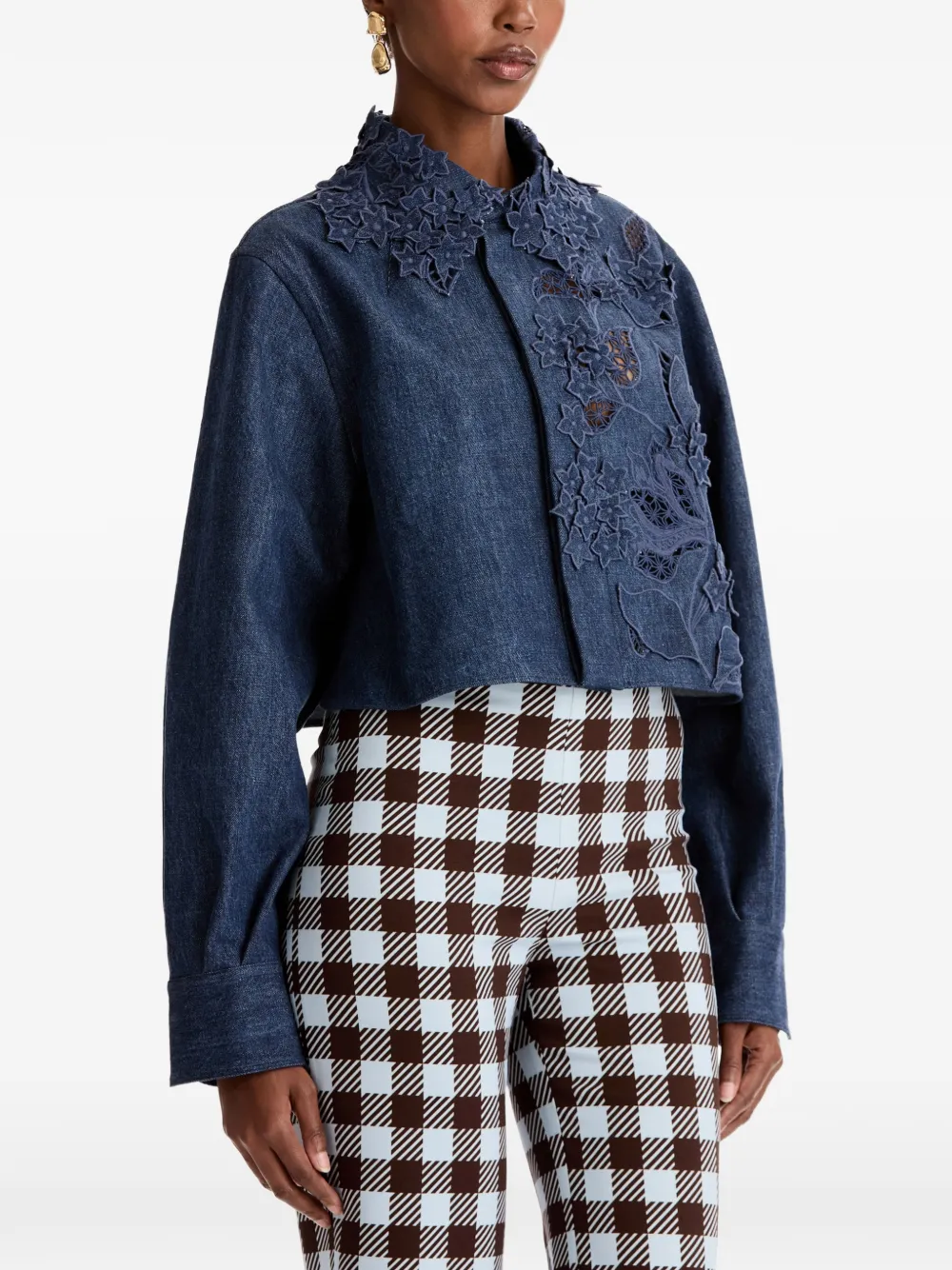 Oscar de la Renta Jack met geborduurde bloemen Blauw