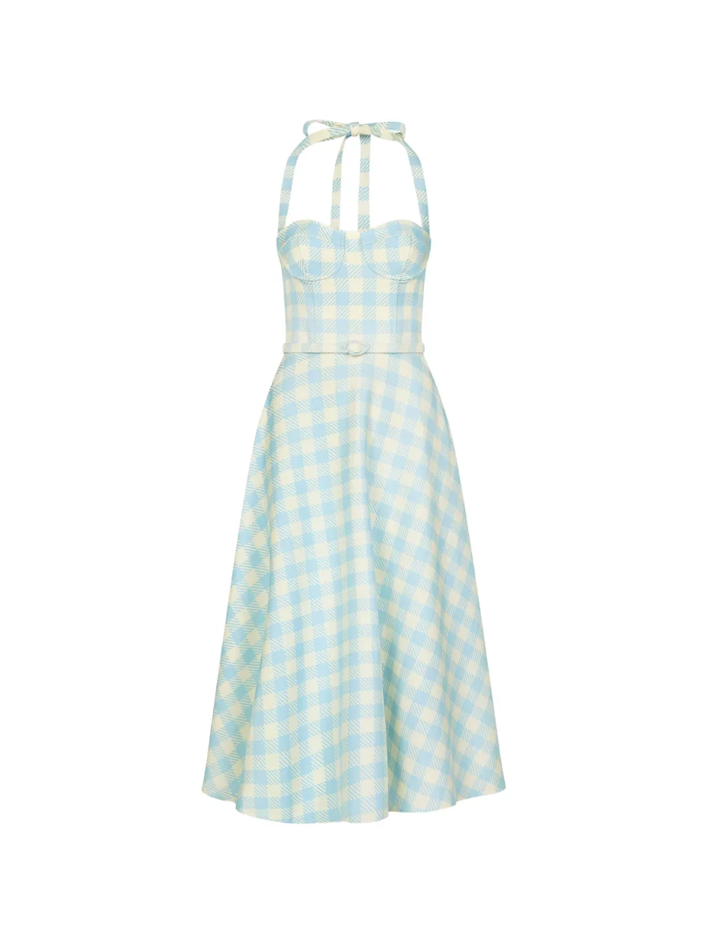 Oscar de la Renta Abito midi a quadretti - Blu