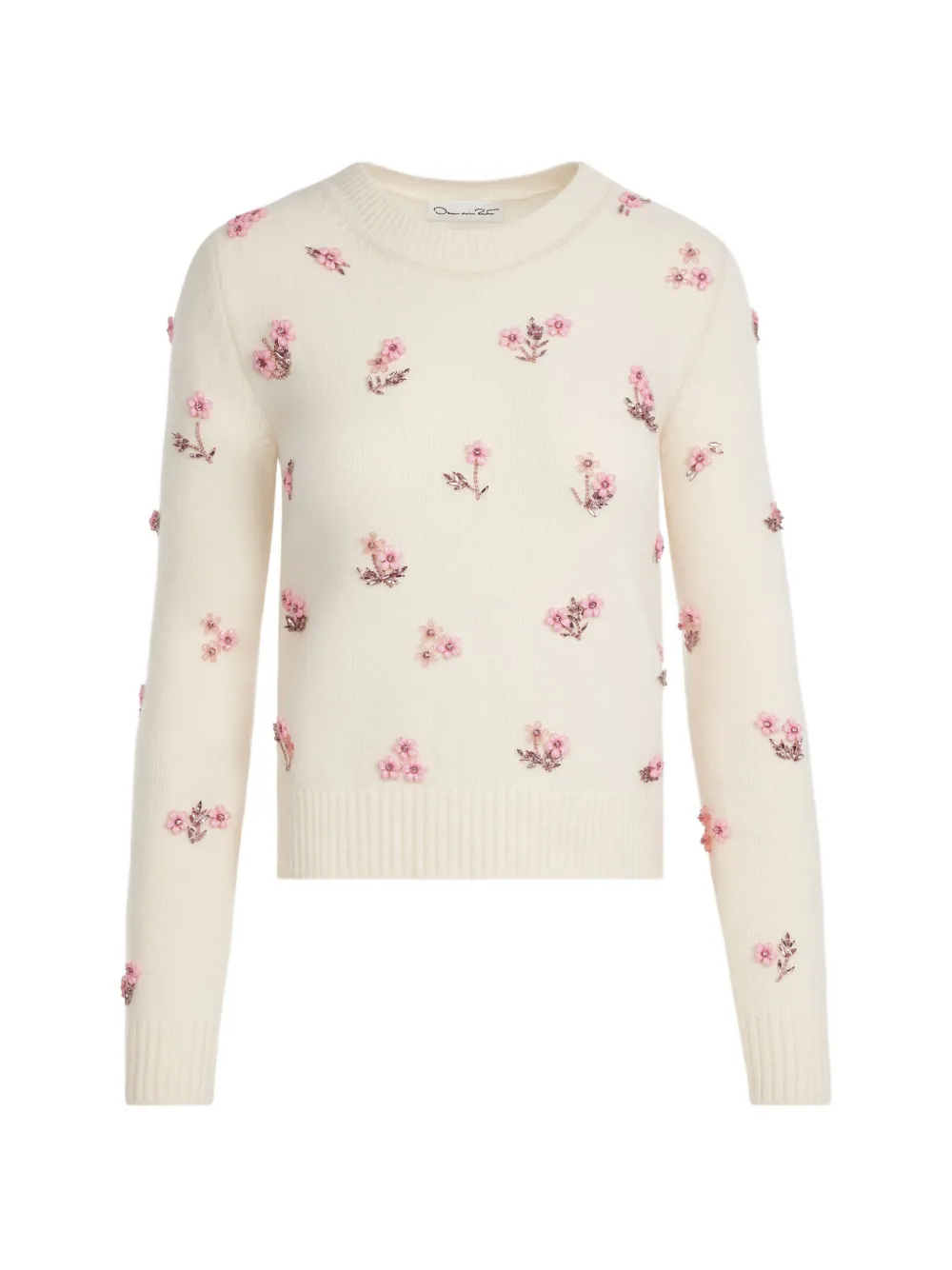 Oscar de la Renta Maglione con dettaglio a fiore - Toni neutri