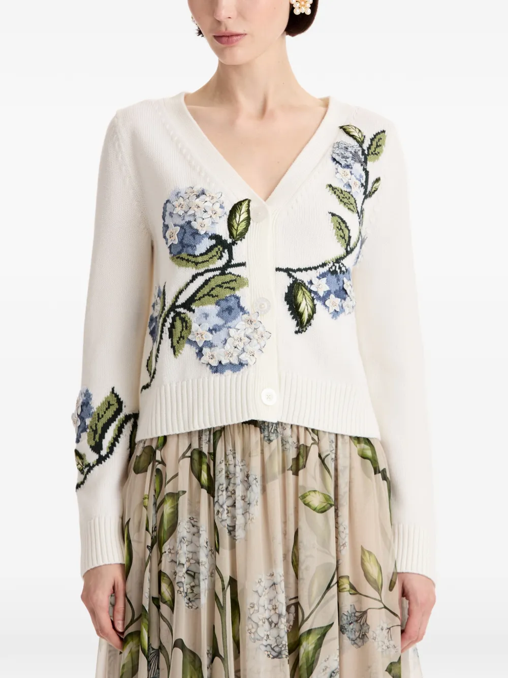 Oscar de la Renta Porcelain vest met bloemen-jacquard Wit