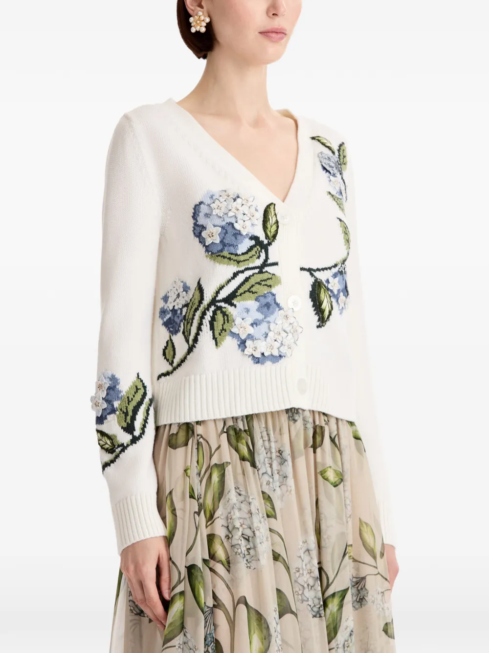 Oscar de la Renta Porcelain vest met bloemen-jacquard Wit