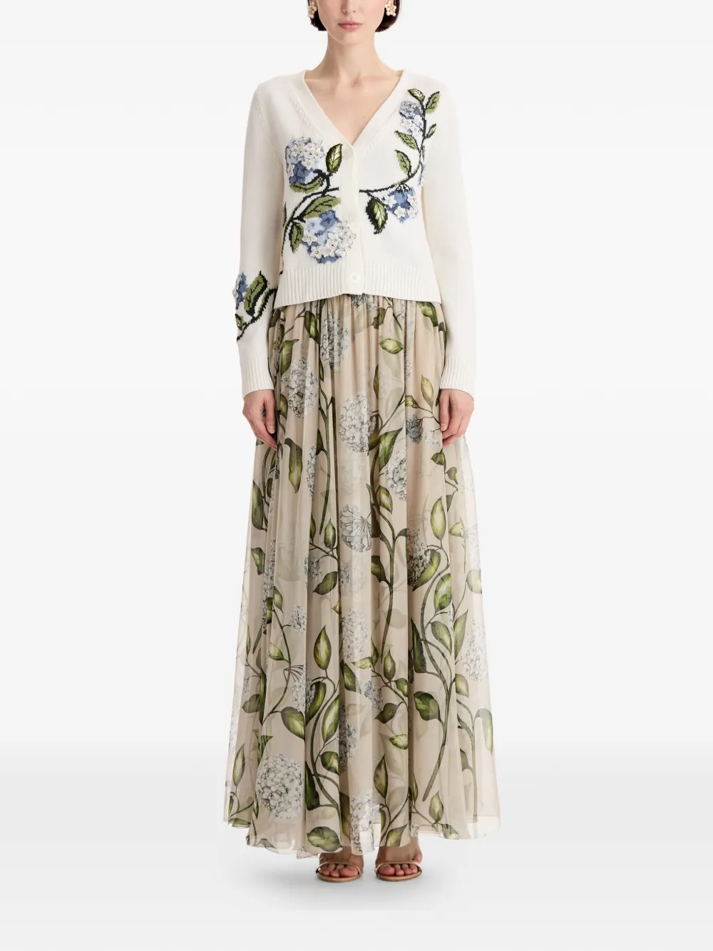 Oscar de la Renta Porcelain vest met bloemen-jacquard Wit
