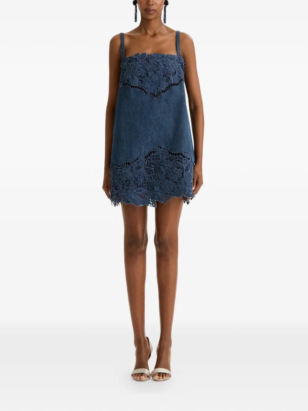 Oscar de la Renta Mini-jurk met uitgesneden bloemen Blauw