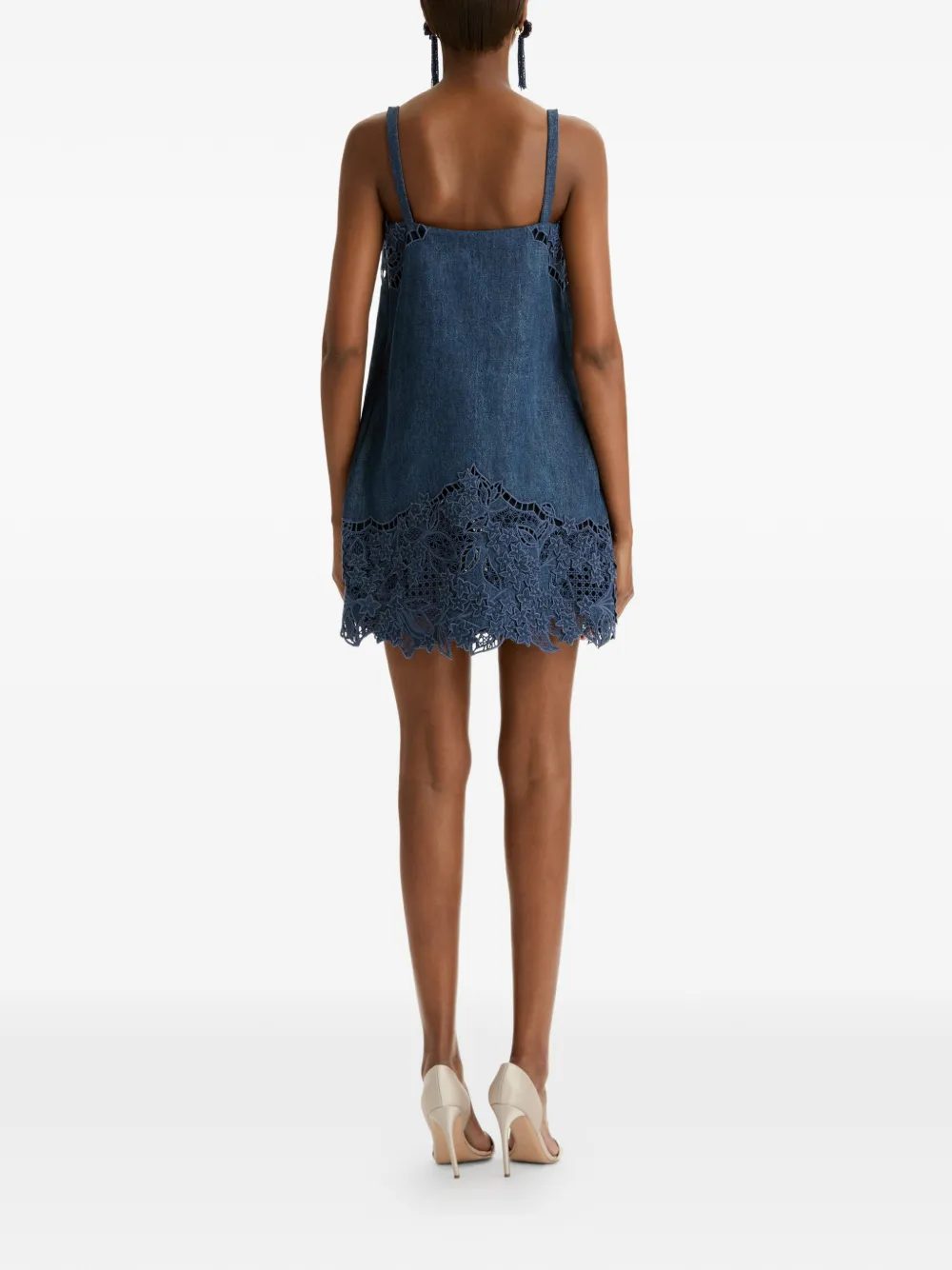 Oscar de la Renta Mini-jurk met uitgesneden bloemen Blauw