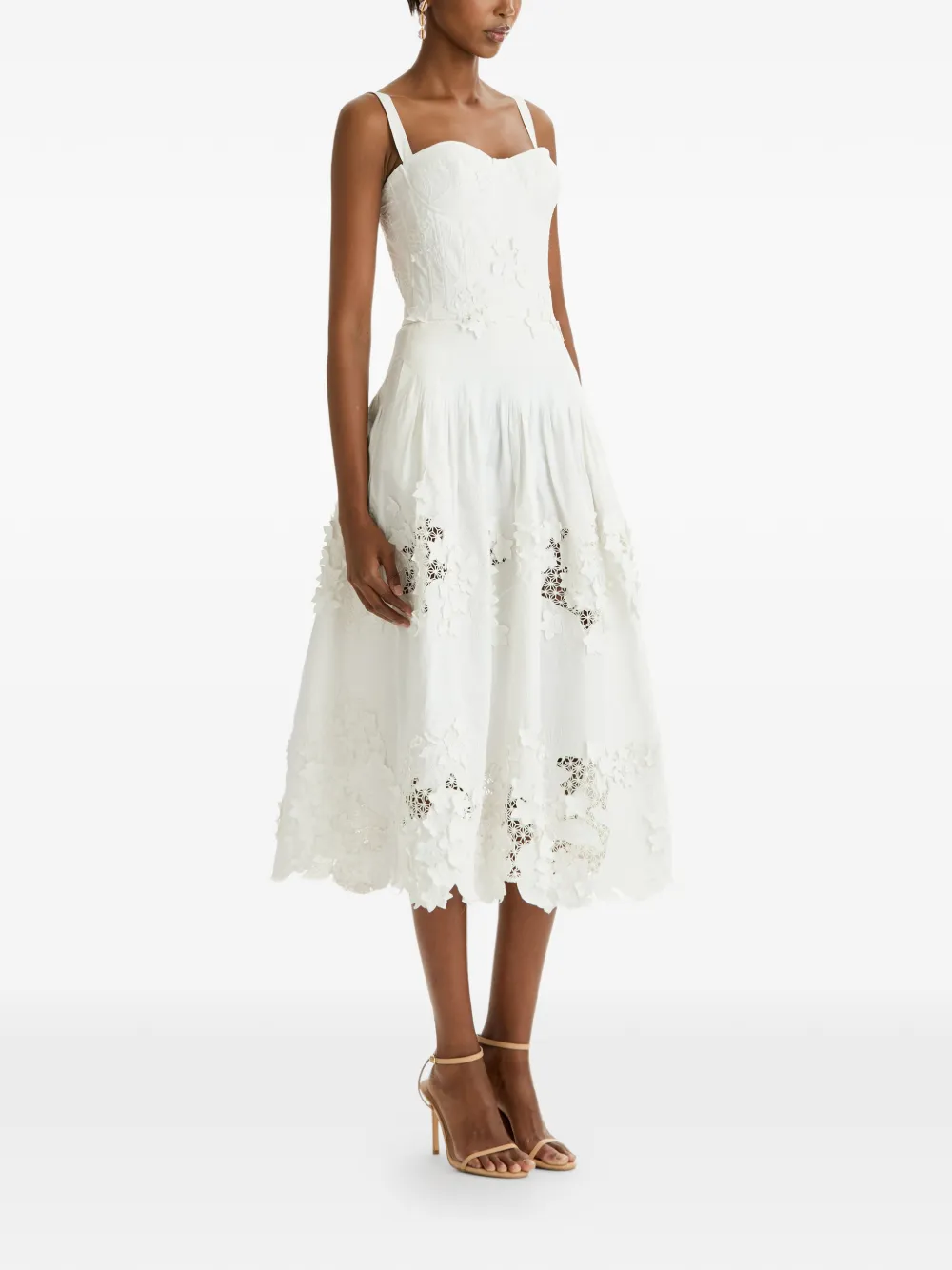 Oscar de la Renta Jurk met bloemdetail Wit
