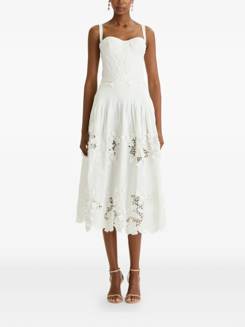 Oscar de la Renta Jurk met bloemdetail Wit