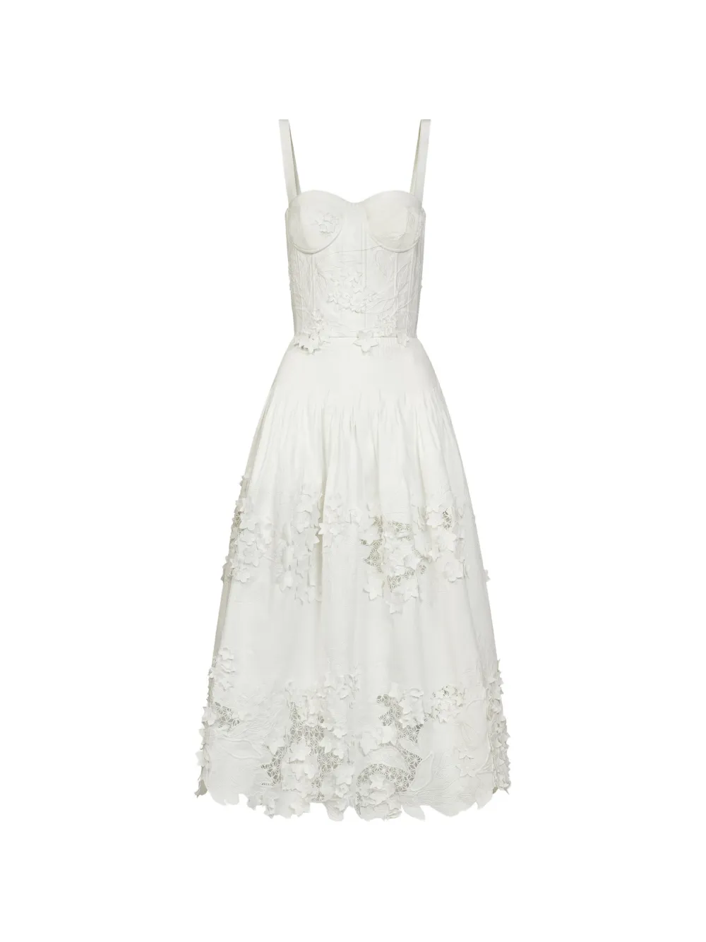 Oscar de la Renta Abito midi con fiori - Bianco