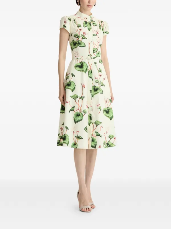 oscar de la renta shirt dress Oscar De La Renta Poplin Midi Shirt Dress | Neutrals