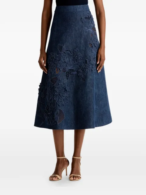Oscar de la Renta porcelain-flower cutout-detail midi skirt