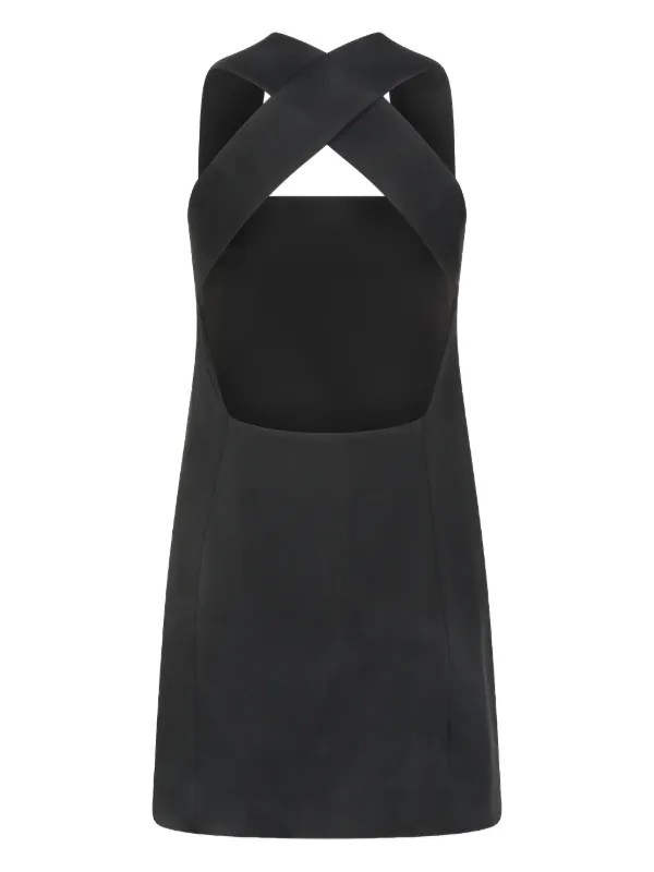 navy blue dress for baby girl Plunge Knot Drape Back Mini Dress In Black | EGO US main image 1
