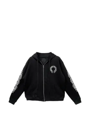 Chrome Hearts logo-print zip-up Hoodie | Black | FARFETCH RO