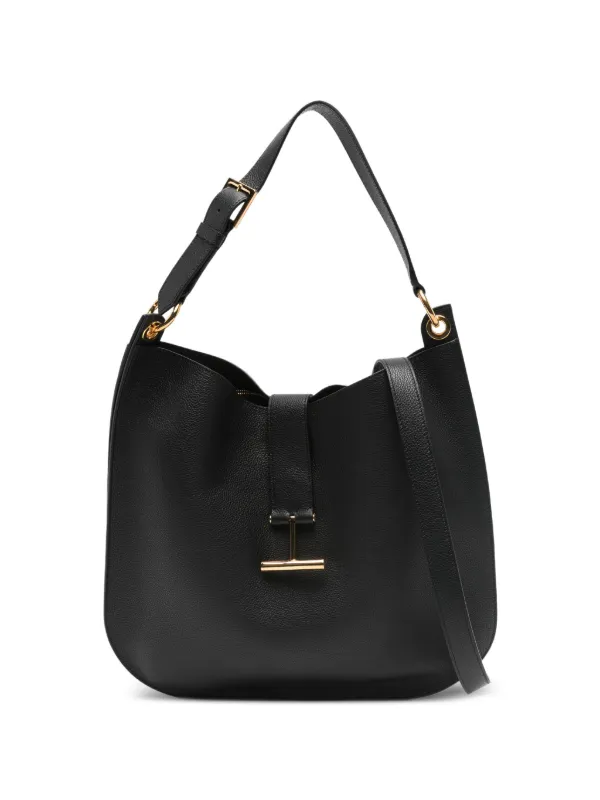 Tom Ford Grain Leather Tara Large Crossbody Bag in Black