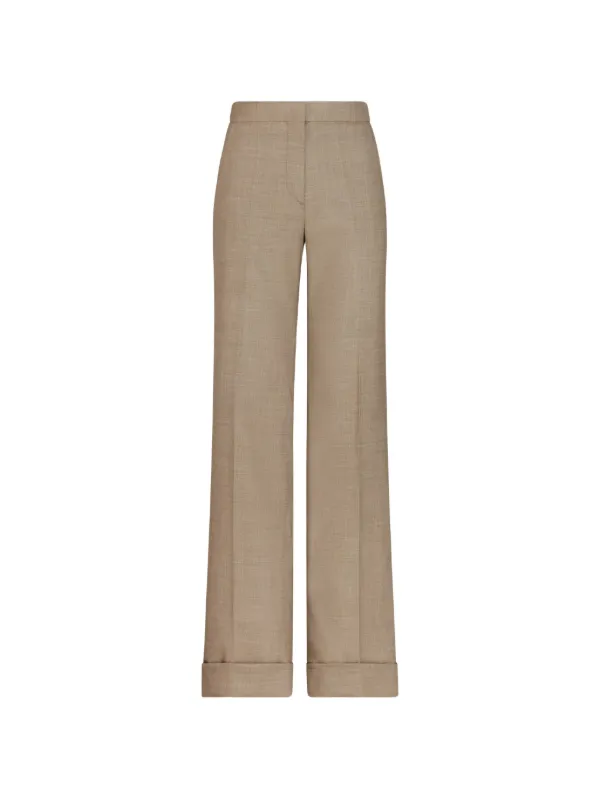 Oscar de la Renta Wide-leg Cuffed Trousers in Neutrals